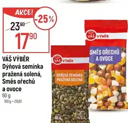 Globus VÁŠ VÝBĚR Dýňová semínka pražená solená, Směs ořechů a ovoce nabídka