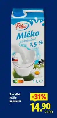 Lidl TRVANLIVÉ MLÉKO POLOTUČNÉ nabídka