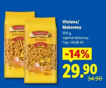 Lidl Vřetena/Makarony nabídka