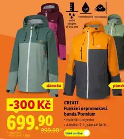 Lidl CRIVIT Funkční nepromokavá bunda Premium nabídka