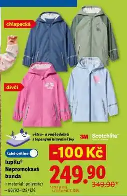 Lidl Lupilu Nepromokavá bunda nabídka