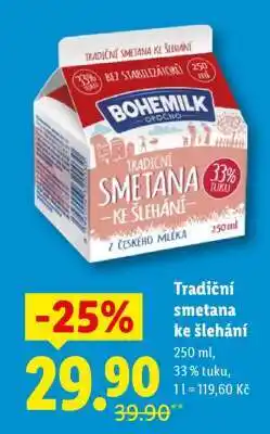 Lidl Tradiční smetana ke šlehání nabídka
