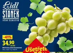 Lidl BÍLÉ HROZNY STOLNÍ BEZSEMENNÉ nabídka