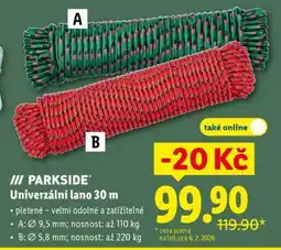 Lidl PARKSIDE Univerzální lano 30 m nabídka