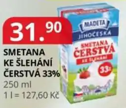 Potraviny CZ Smetana ke šlehání čerstvá 33% nabídka