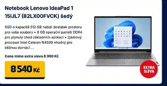 Notebook Lenovo IdeaPad 1 15IJL7 (82LX00FVCK) šedý