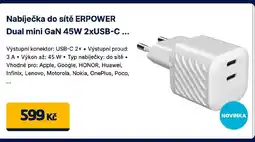 Datart Nabíječka do sítě ERPOWER Dual mini GaN 45W 2xUSB-C nabídka
