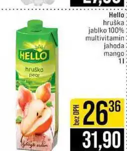 Jip Hello hruška jablko 100% multivitamin jahoda mango nabídka