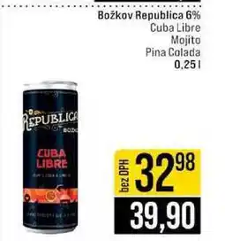 Jip Božkov Republica 6% Cuba Libre Mojito Pina Colada nabídka