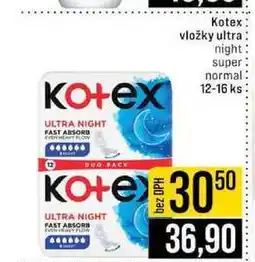 Jip Kotex vložky ultra night super normal 12-16 ks nabídka