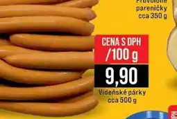 Jip Videňské párky cca nabídka