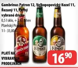 Partner Maloobchodní síť Gambrinus Patron 12, Velkopopovický Kozel 11, Řezaný 11, Černý nabídka