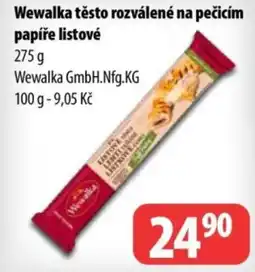 Partner Maloobchodní síť Wewalka těsto rozválené na pečicím papíře listové nabídka