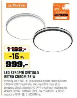 OBI Led stropní svítidlo retro chrom 36 w nabídka