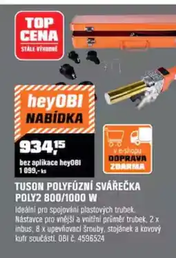 OBI Tuson polyfúzní svářečka poly2 800/1000 W nabídka