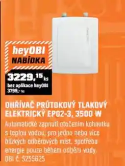 OBI Ohřívač průtokový tlakový elektrický ep02-3, 3500W nabídka