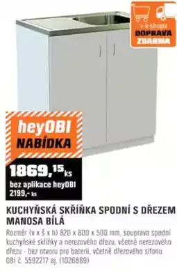 OBI Kuchyňská skříňka spodní s dřezem manosa bílá nabídka
