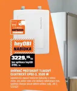OBI Ohřívač průtokový tlakový elektrický ep02-3, 3500 w nabídka