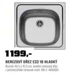 OBI Nerezový dřez e33 1b hladký nabídka