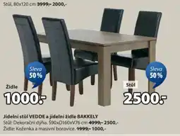 JYSK Jídelní stůl VEDDE a jídelní židle BAKKELY nabídka
