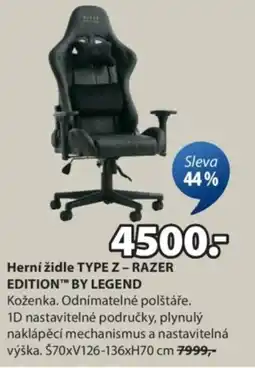 JYSK Herní židle TYPE Z - RAZER EDITION™ BY LEGEND nabídka
