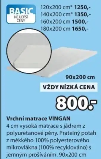 JYSK Vrchní matrace VINGAN nabídka
