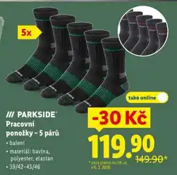 Lidl PARKSIDE Pracovní ponožky – 5 párů nabídka