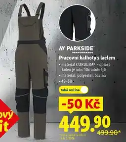 Lidl PARKSIDE PRACOVNÍ KALHOTY S LACLEM nabídka