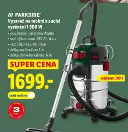 Lidl PARKSIDE Vysavač na mokré a suché vysávání 1 500 W nabídka