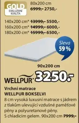 JYSK Vrchní matrace WELLPUR BOKSELVI nabídka
