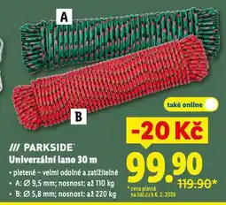 Lidl Parkside univerzální lano nabídka