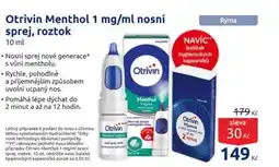 Benu Otrivin Menthol 1 mg/ml nosní sprej, roztok nabídka