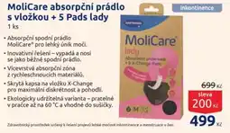 Benu MoliCare absorpční prádlo s vložkou + 5 Pads lady nabídka