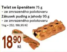 Žabka Twist se špenátem , Zákusek puding a jahody nabídka