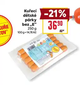 Billa Kuřecí dětské párky bez,,E nabídka