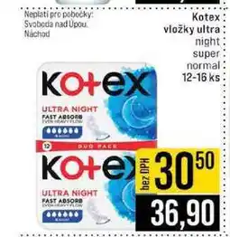 Jip Kotex vložky ultra Ko+ex night super normal 12-16 ks nabídka