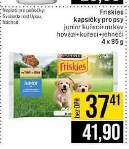 Jip Friskies kapsičky pro psy junior kuřecí+mrkev : hovězí+kuřecí+jehněči 4x85g nabídka