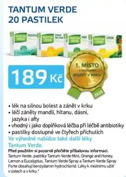 Lékárna AGEL Tantum verde 20 pastilek nabídka