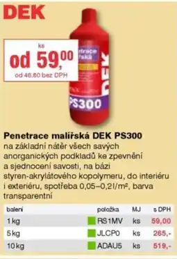 DEK Penetrace malířská DEK PS300 nabídka