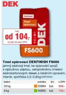 DEK Tmel spárovací DEKFINISH FS600 nabídka