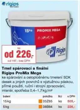 DEK Tmel spárovací a finální Rigips ProMix Mega nabídka