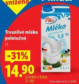 Lidl Trvanlivé mléko polotučné nabídka