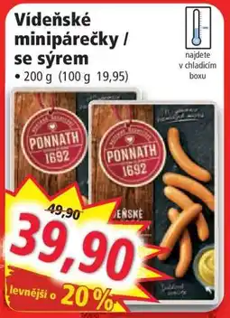 Norma Vídeňské minipárečky se sýrem nabídka