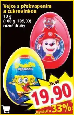 Norma Vejce s překvapením a cukrovinkou nabídka