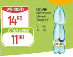 Globus KORUNNÍ Minerální voda ochucená nabídka