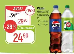 Globus Pepsi, Mirinda, 7UP různé druhy nabídka