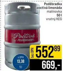 Jip Poděbradka Poctivá limonáda malinovka nabídka