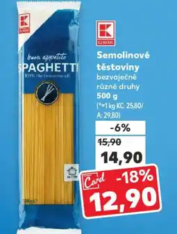 Kaufland Semolinové těstoviny nabídka