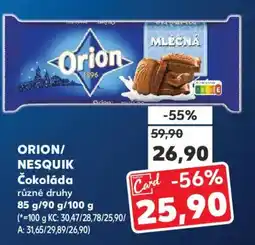 Kaufland ORION/ NESQUIK Čokoláda nabídka