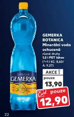 Kaufland GEMERKA BOTANICA Minerální voda ochucená nabídka